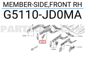 Nissan G5110JD0MA MEMBER-SIDE,FRONT RH