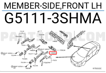 Nissan G51113SHMA MEMBER-SIDE,FRONT LH