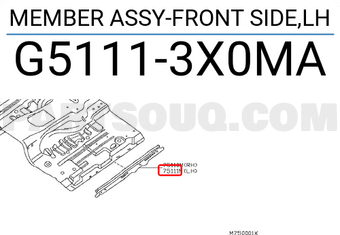 Nissan G51113X0MA MEMBER ASSY-FRONT SIDE,LH