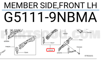 Nissan G51119NBMA MEMBER SIDE,FRONT LH