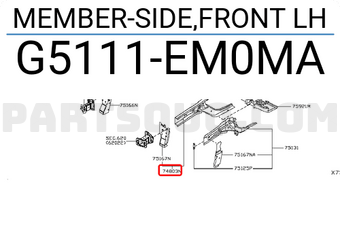 Nissan G5111EM0MA MEMBER-SIDE,FRONT LH