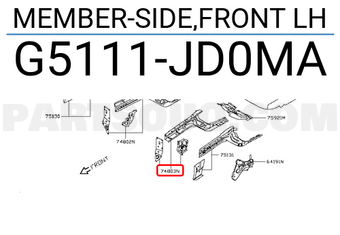 Nissan G5111JD0MA MEMBER-SIDE,FRONT LH