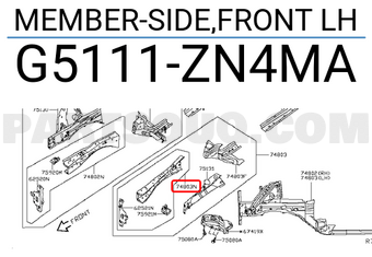 Nissan G5111ZN4MA MEMBER-SIDE,FRONT LH