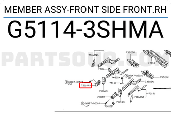 Nissan G51143SHMA MEMBER ASSY-FRONT SIDE FRONT.RH