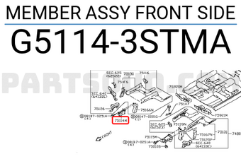 Nissan G51143STMA MEMBER ASSY FRONT SIDE