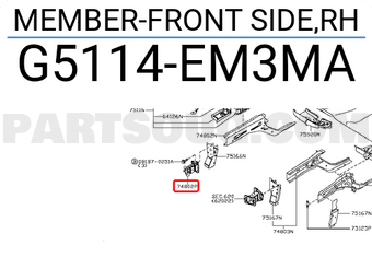 Nissan G5114EM3MA MEMBER-FRONT SIDE,RH