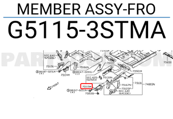 Nissan G51153STMA MEMBER ASSY-FRO
