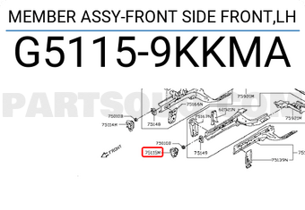 Nissan G51159KKMA MEMBER ASSY-FRONT SIDE FRONT,LH
