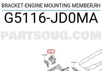 Nissan G5116JD0MA BRACKET-ENGINE MOUNTING MEMBER,RH