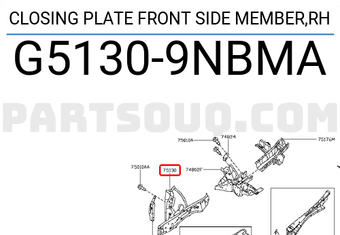 Nissan G51309NBMA CLOSING PLATE FRONT SIDE MEMBER,RH