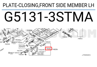Nissan G51313STMA PLATE-CLOSING,FRONT SIDE MEMBER LH