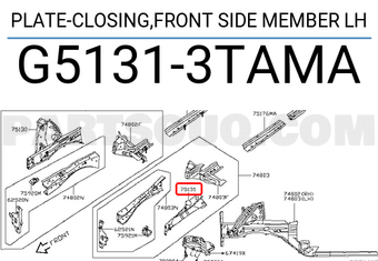 Nissan G51313TAMA PLATE-CLOSING,FRONT SIDE MEMBER LH
