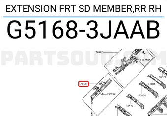 Nissan G51683JAAB EXTENSION FRT SD MEMBER,RR RH