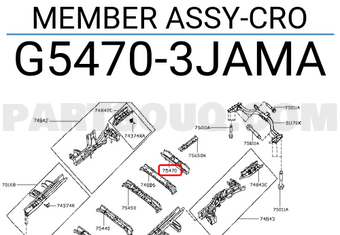 Nissan G54703JAMA MEMBER ASSY-CRO