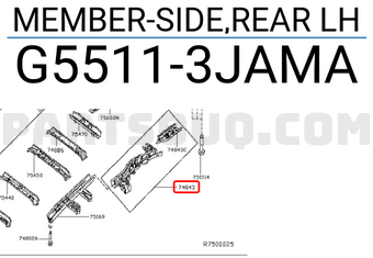 Nissan G55113JAMA MEMBER-SIDE,REAR LH
