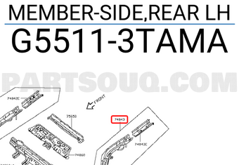 Nissan G55113TAMA MEMBER-SIDE,REAR LH