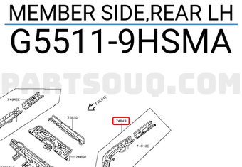 Nissan G55119HSMA MEMBER SIDE,REAR LH