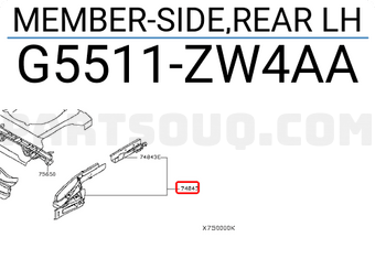 Nissan G5511ZW4AA MEMBER-SIDE,REAR LH
