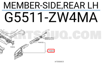 Nissan G5511ZW4MA MEMBER-SIDE,REAR LH