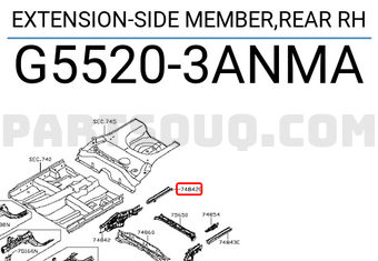 Nissan G55203ANMA EXTENSION-SIDE MEMBER,REAR RH