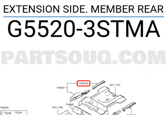 Nissan G55203STMA EXTENSION SIDE. MEMBER REAR