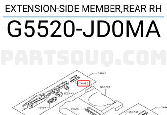 Nissan G5520JD0MA EXTENSION-SIDE MEMBER,REAR RH