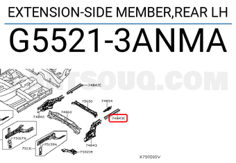 Nissan G55213ANMA EXTENSION-SIDE MEMBER,REAR LH
