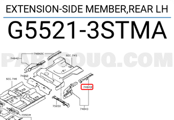 Nissan G55213STMA EXTENSION-SIDE MEMBER,REAR LH