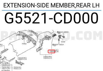Nissan G5521CD000 EXTENSION-SIDE MEMBER,REAR LH