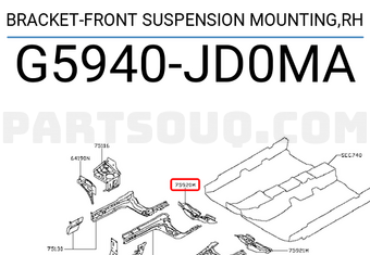Nissan G5940JD0MA BRACKET-FRONT SUSPENSION MOUNTING,RH
