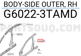 Nissan G60223TAMD BODY-SIDE OUTER, RH
