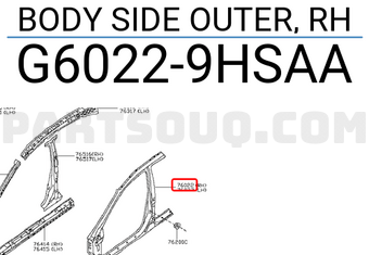 Nissan G60229HSAA BODY SIDE OUTER, RH