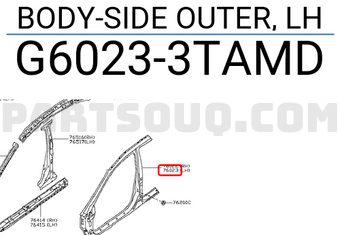 Nissan G60233TAMD BODY-SIDE OUTER, LH