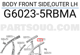 Nissan G60235RBMA BODY FRONT SIDE,OUTER LH