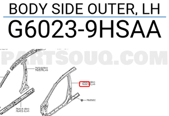 Nissan G60239HSAA BODY SIDE OUTER, LH