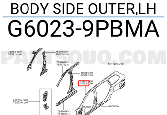 Nissan G60239PBMA BODY SIDE OUTER,LH