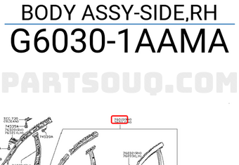 Nissan G60301AAMA BODY ASSY-SIDE,RH