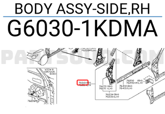 Nissan G60301KDMA BODY ASSY-SIDE,RH