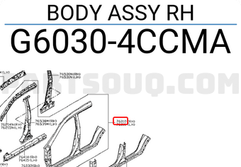 Nissan G60304CCMA BODY ASSY RH