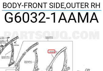 Nissan G60321AAMA BODY-FRONT SIDE,OUTER RH