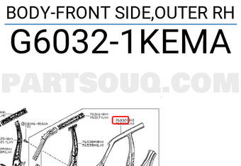 Nissan G60321KEMA BODY-FRONT SIDE,OUTER RH