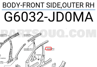 Nissan G6032JD0MA BODY-FRONT SIDE,OUTER RH