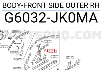 Nissan G6032JK0MA BODY-FRONT SIDE OUTER RH