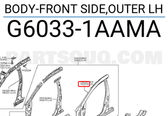 Nissan G60331AAMA BODY-FRONT SIDE,OUTER LH