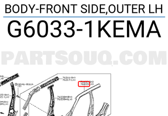 Nissan G60331KEMA BODY-FRONT SIDE,OUTER LH