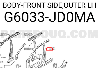 Nissan G6033JD0MA BODY-FRONT SIDE,OUTER LH