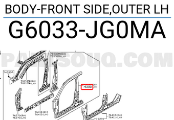 Nissan G6033JG0MA BODY-FRONT SIDE,OUTER LH