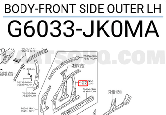 Nissan G6033JK0MA BODY-FRONT SIDE OUTER LH