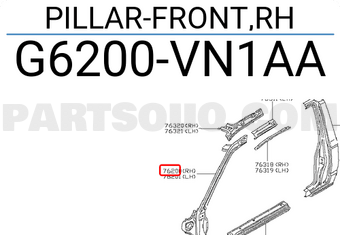 Nissan G6200VN1AA PILLAR-FRONT,RH