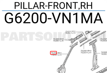 Nissan G6200VN1MA PILLAR-FRONT,RH